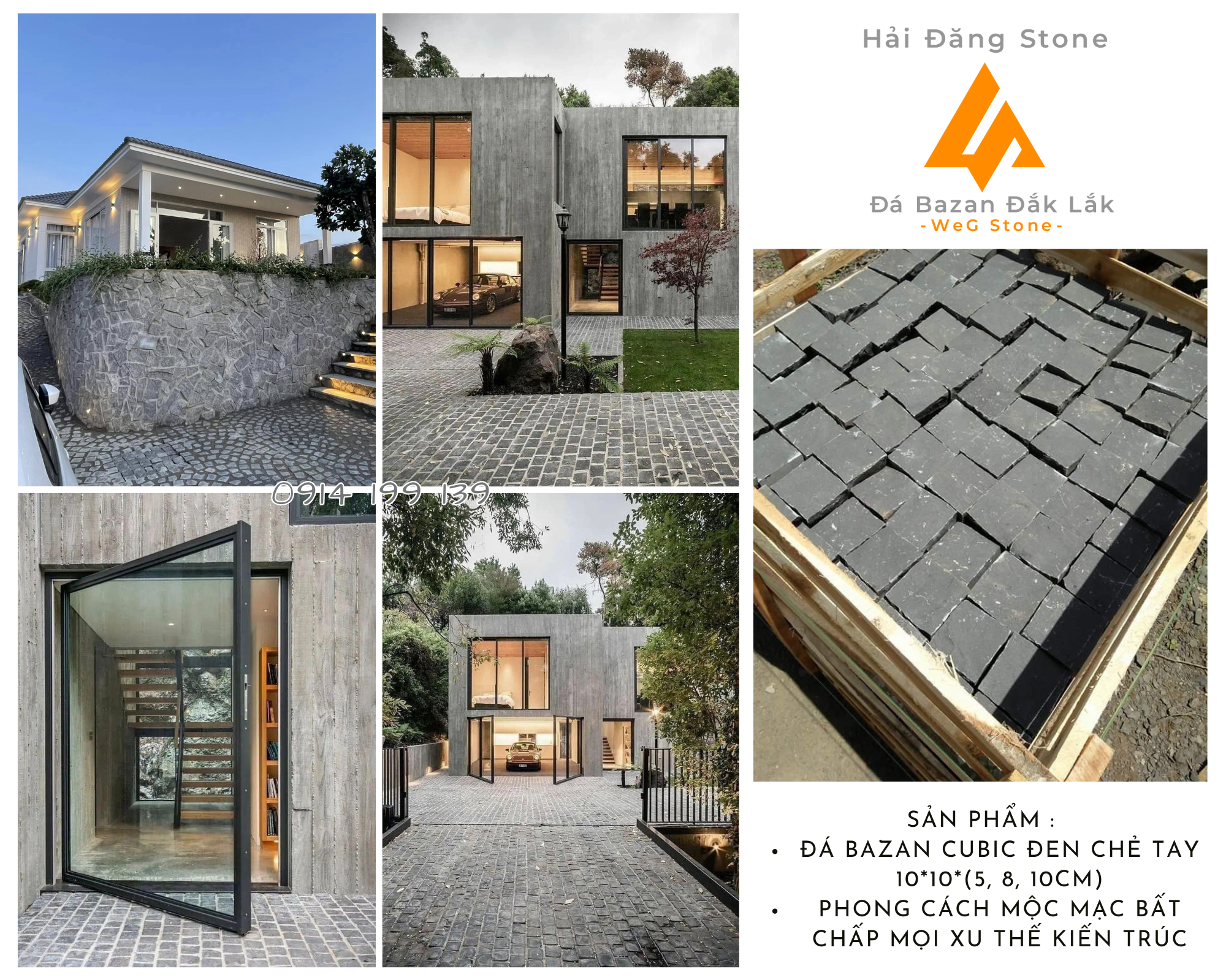 ĐÁ BAZAN ĐEN CUBIC CHẺ TAY