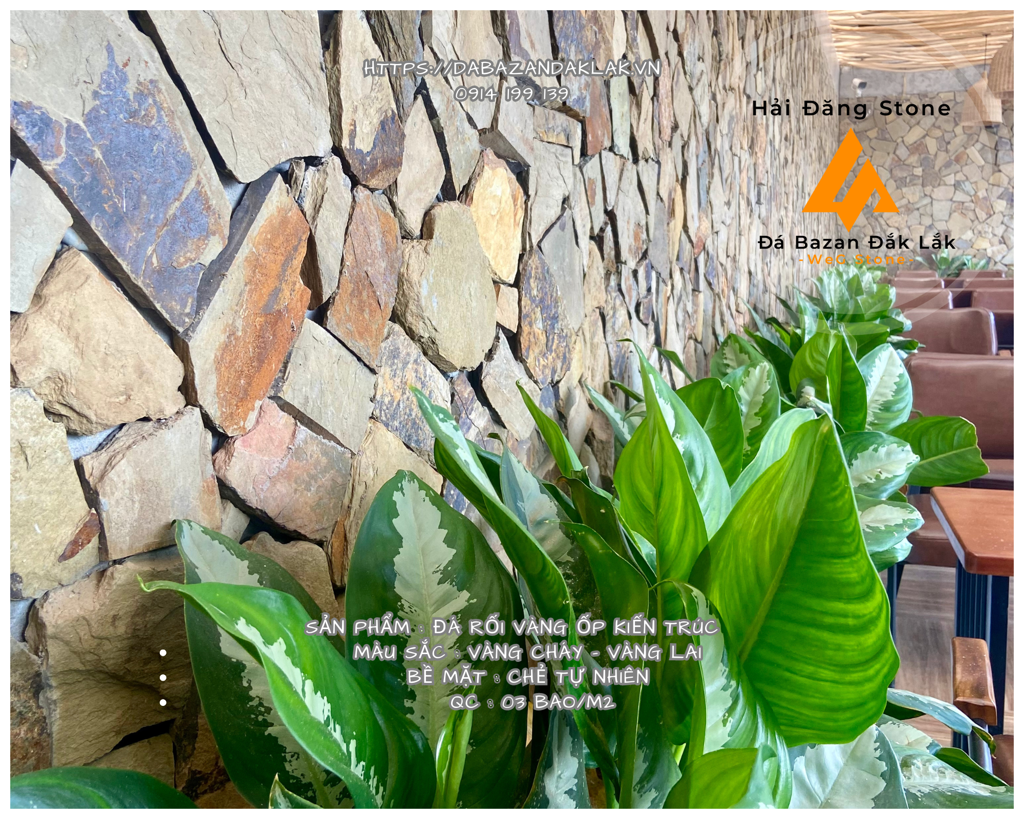 ĐÁ ỐP TƯỜNG SLATE RỐI VÀNG
