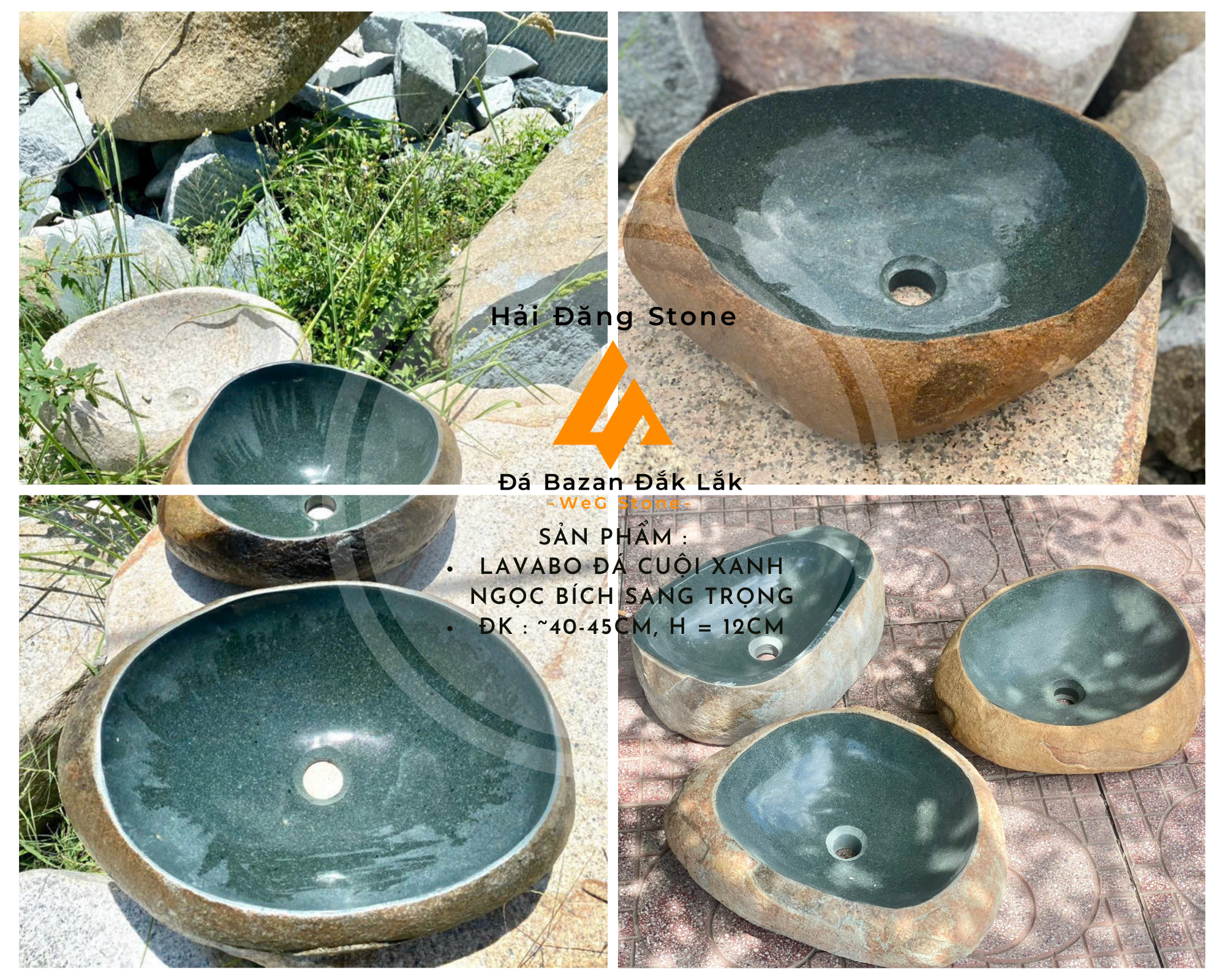 LAVABO ĐÁ CUỘI XANH NGỌC BÍCH