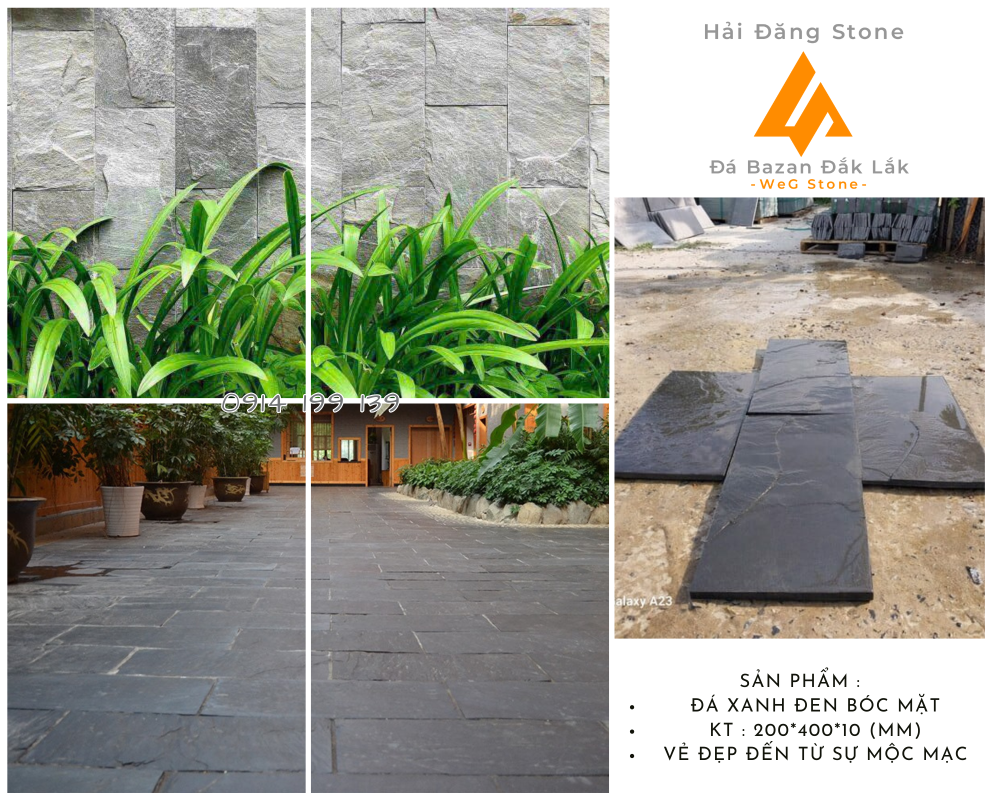 ĐÁ ỐP TƯỜNG SLATE XANH ĐEN