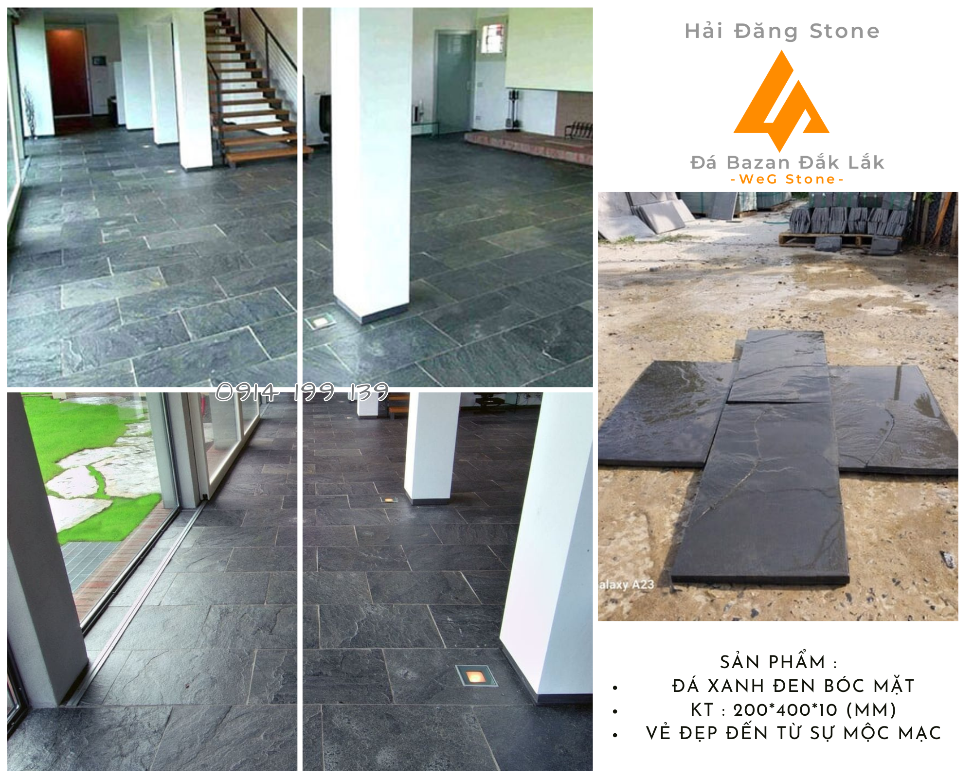 ĐÁ ỐP TƯỜNG SLATE XANH ĐEN