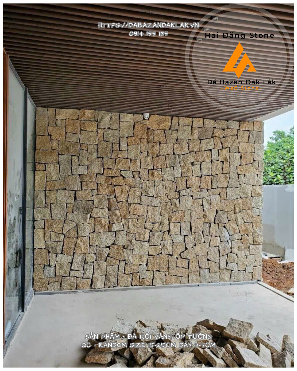 ĐÁ ỐP TƯỜNG RỐI VÀNG CHẺ TAY BÌNH ĐỊNH