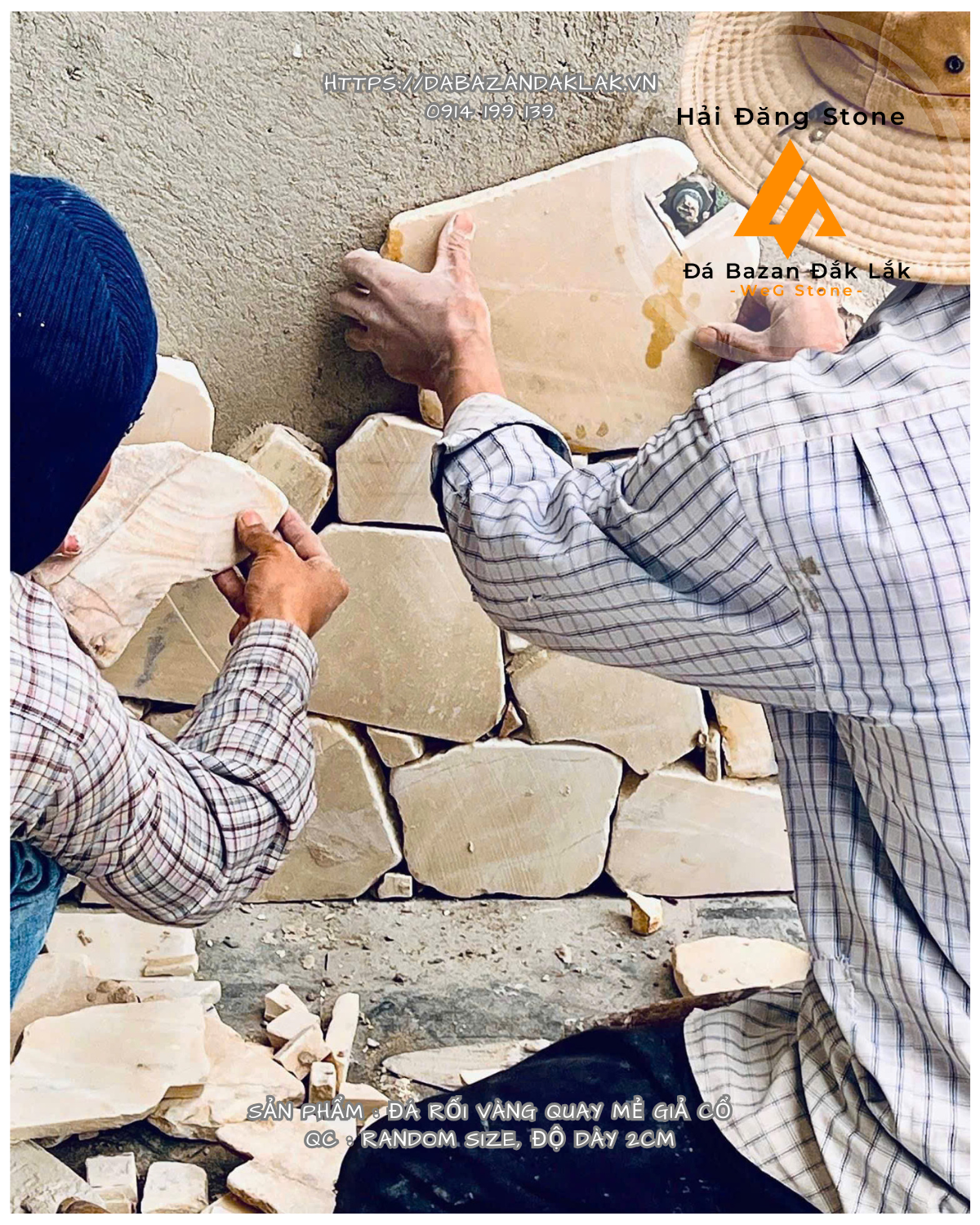 ĐÁ ỐP TƯỜNG RỐI VÀNG QUAY MẺ CẠNH