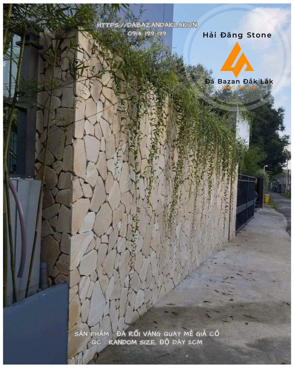 ĐÁ ỐP TƯỜNG RỐI VÀNG QUAY MẺ CẠNH