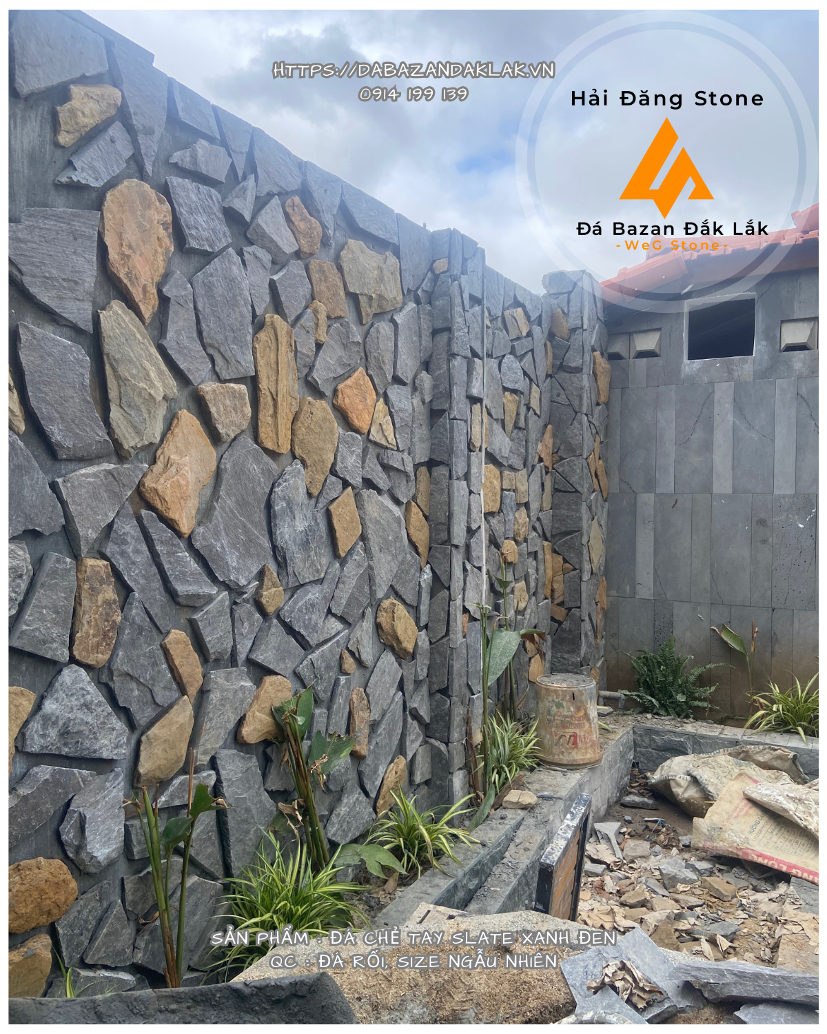 ĐÁ ỐP TƯỜNG SLATE RỐI XANH ĐEN