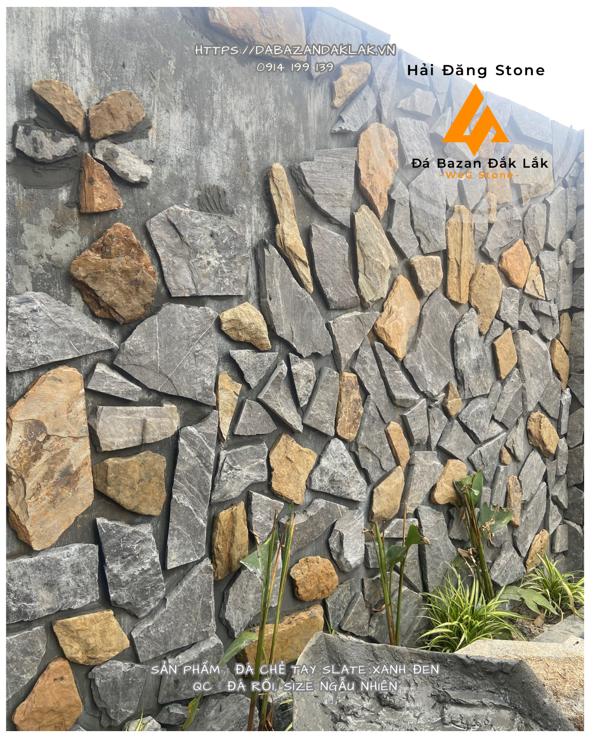 ĐÁ ỐP TƯỜNG SLATE RỐI XANH ĐEN